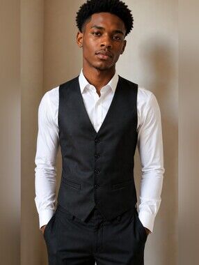 🖤 Classic Formalwear Staple | Jos. A. Bank 1905 Black Vest | Size Medium | GUC